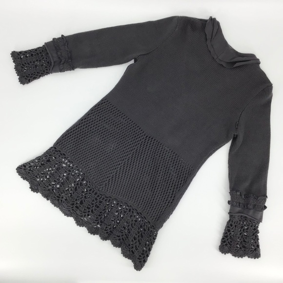 PURE Handknit Long Grey 100% Cotton Cardigan, M/L - Picture 12 of 16